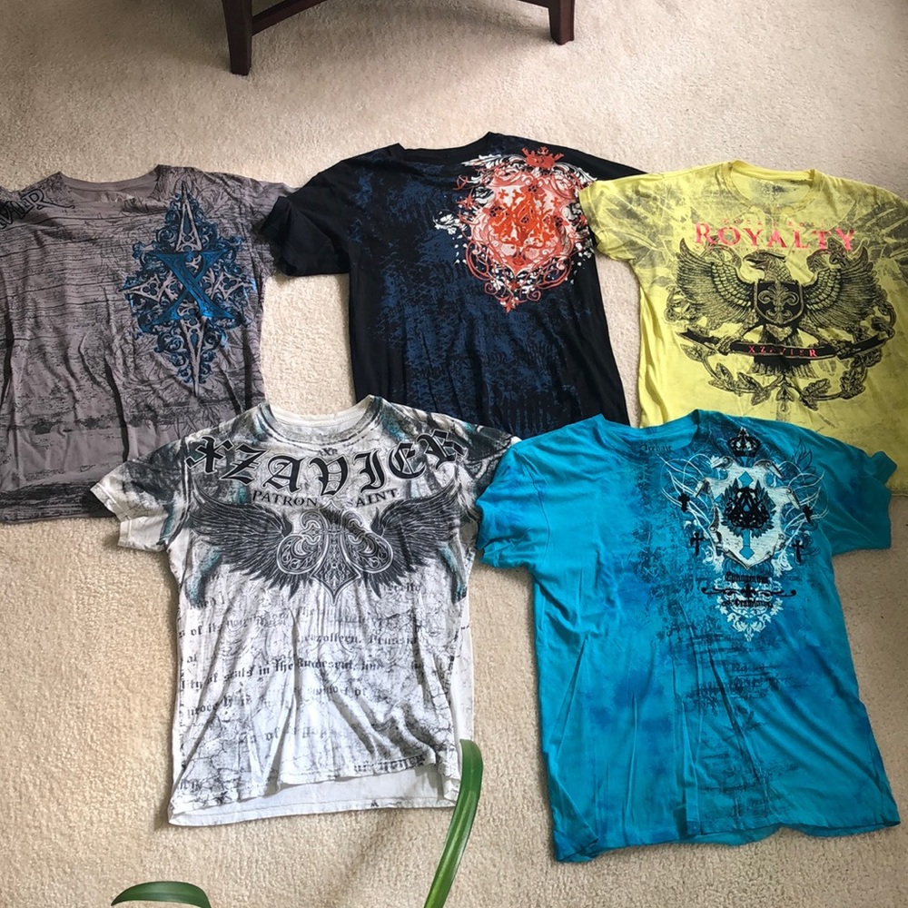 Affliction shirts and xazvier